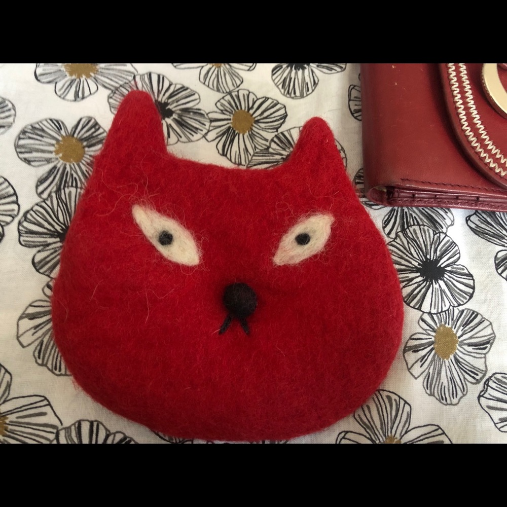 Fox felt coin bag